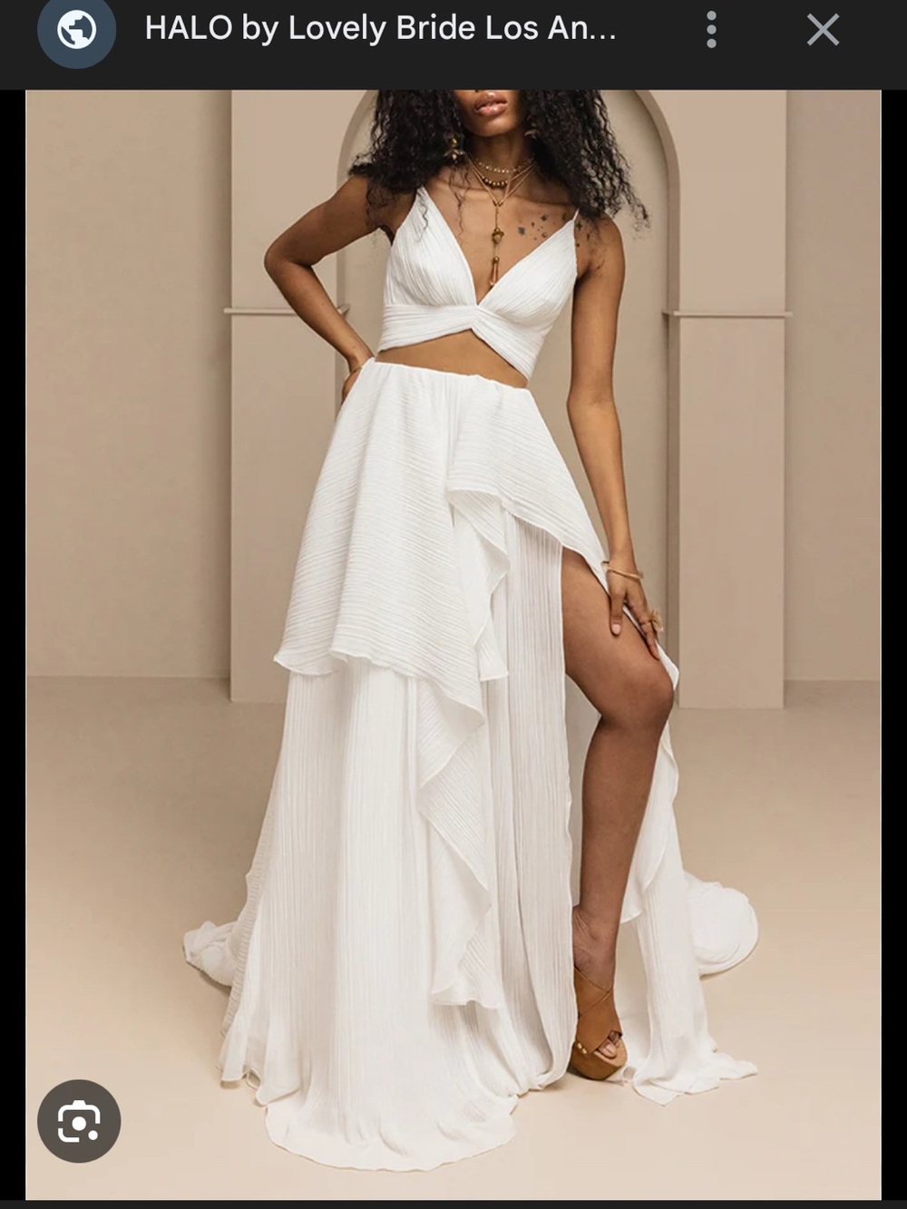 Rue De Seine Ivory Pleated Cutout Gown